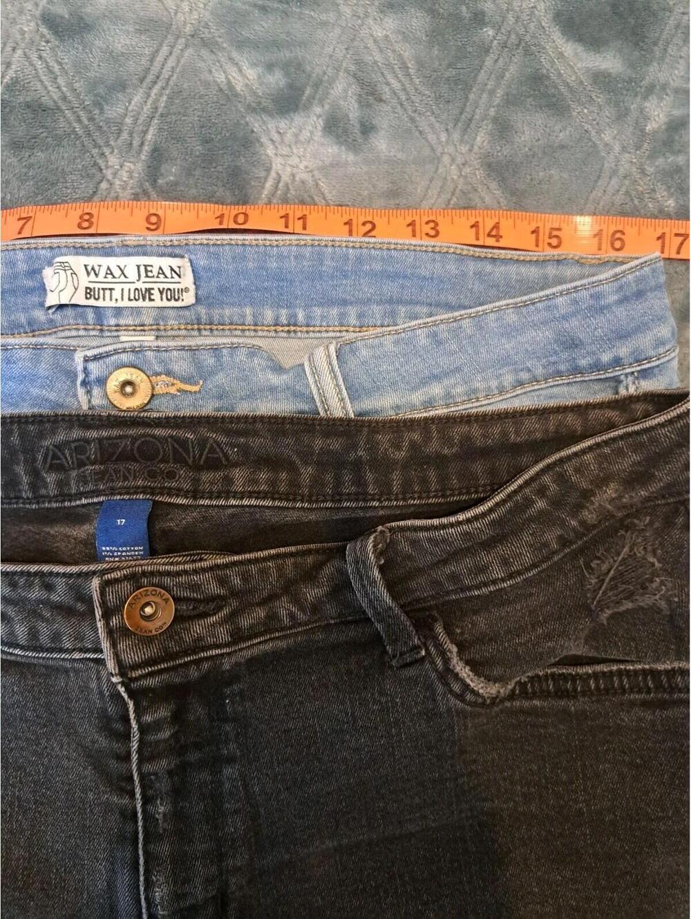 2 Lots Of Wax Jeans & ARIZONA Women’s 2XL Denim Shorts Cuffed Hem Waist 36